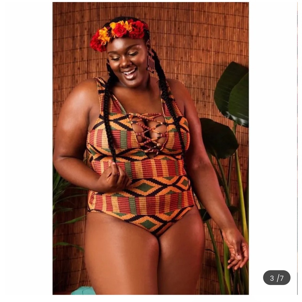Tribal print plus size swimsuit